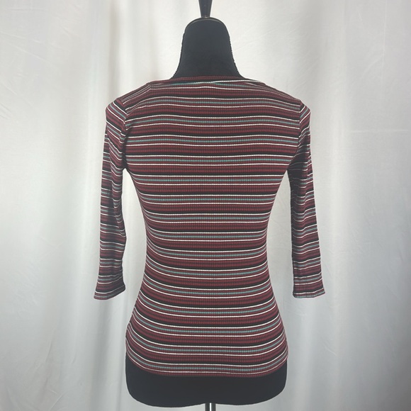 M. Fasis 3/4 Sleeve Stripped Crew Neck Top - Picture 3 of 4